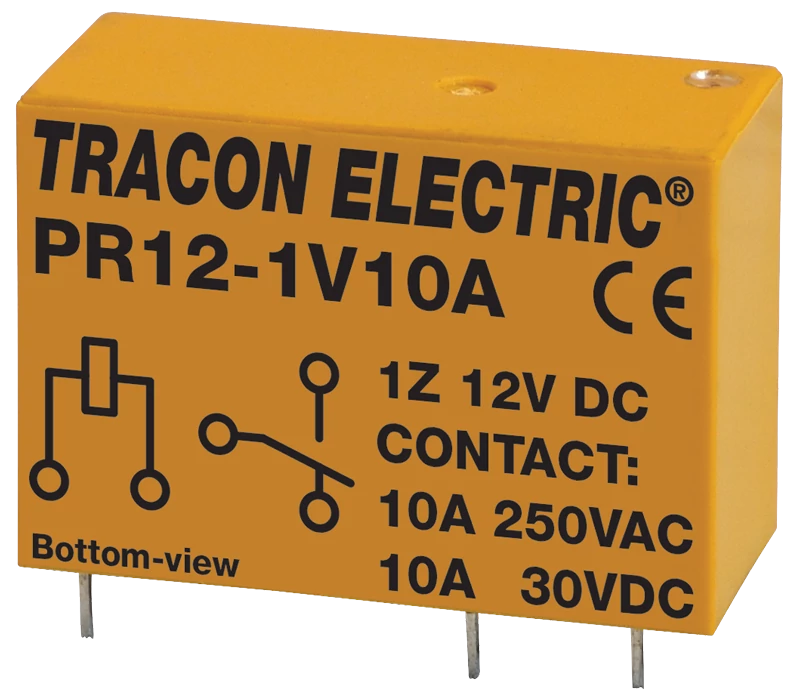 Tracon PR12-1V10A Print relé 12V DC / 1×CO (10A, 230V AC / 30V DC)