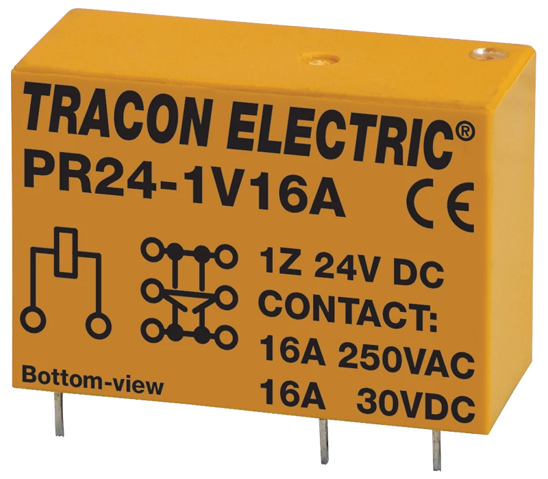 Tracon PR24-1V16A Print relé 24V DC / 1×CO (16A, 230V AC / 30V DC)