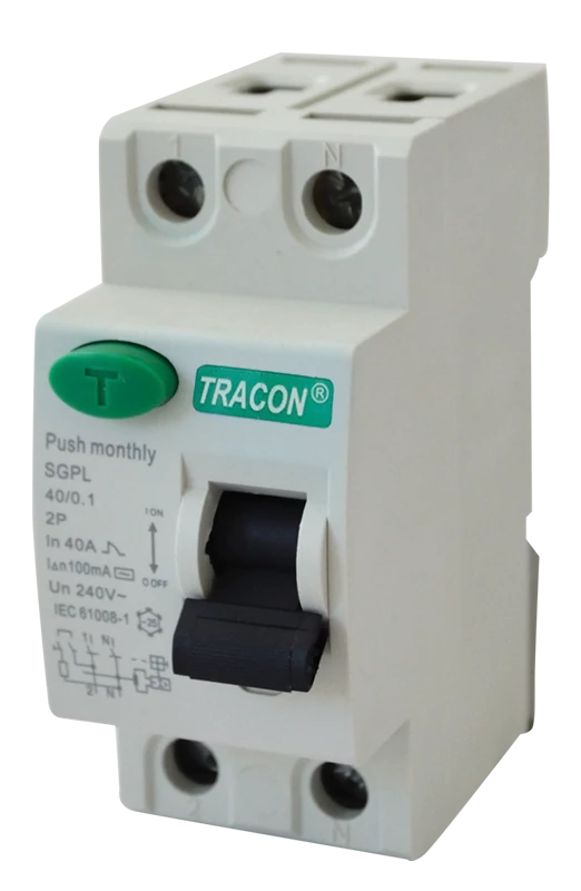 Tracon RB2-25300 Áram-védőkapcsoló, 2 pólusú 25A, 300mA,4,5 kA, 2P