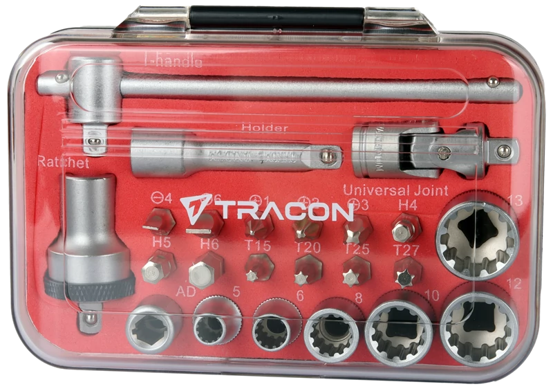 Tracon RK23 Univerzális racsnis T fejes bitkészlet 19 bit