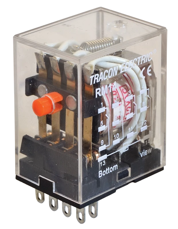 Tracon RM14-12DC Miniatűr relé 12V DC / 4×CO (3A, 230V AC / 28V DC)