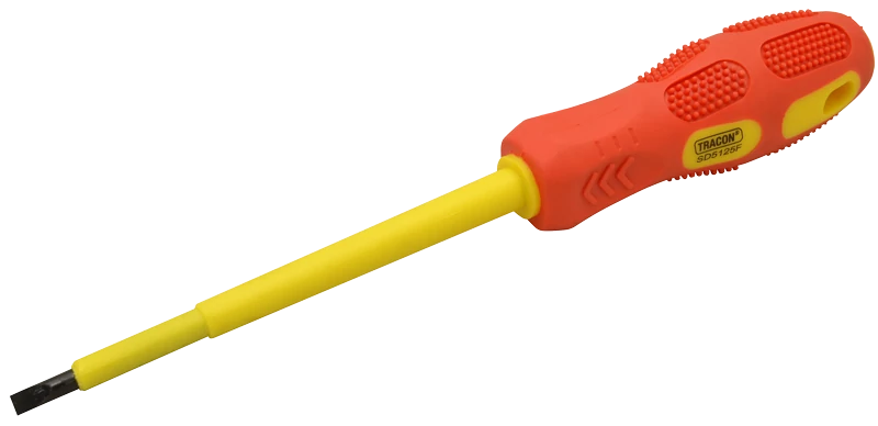 Tracon SD5125F Csavarhúzó, egyenes, 1000V-ra szigetelt, sárga-piros nyél AC 1000V, 5x125mm