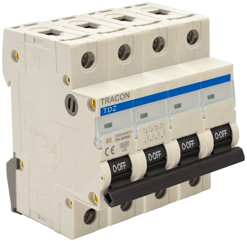 Tracon TDZ-4B-16 Kismegszakító, 4 pólus, B karakterisztika 16A, 6kA