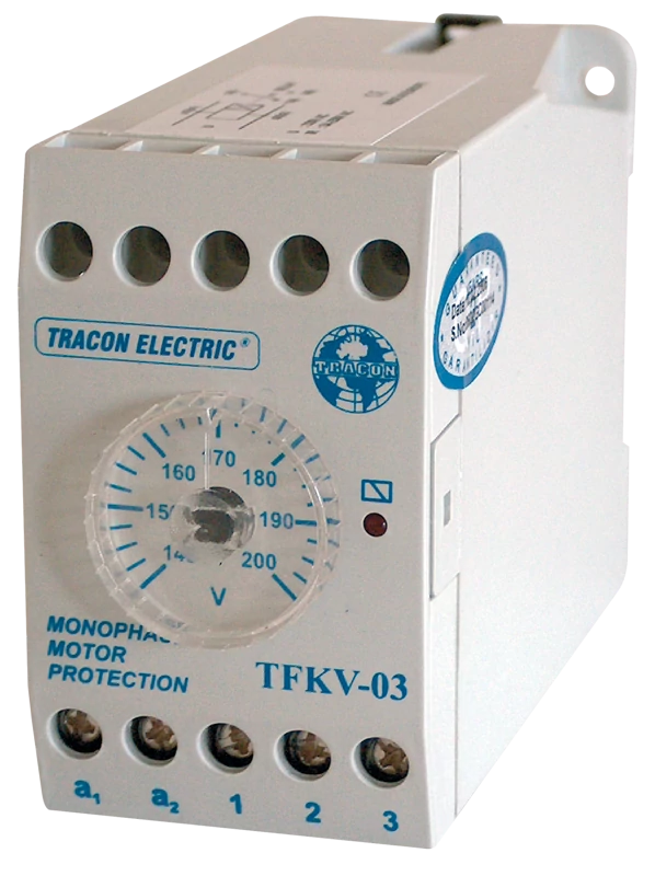 Tracon TFKV-03 Védőrelé, feszültségcsökkenési 1 fázisú rendszerhez 230V AC, 140-200V/240V AC, 5A/250V AC