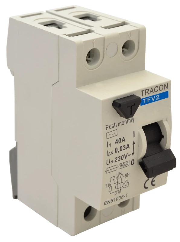 Tracon TFV2-16030 Áram-védőkapcsoló, 2 pólusú 16A, 30mA, 6kA, AC