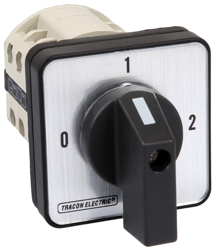 Tracon TKB-209/3 Választókapcsoló, 0-1-2 400V, 50Hz, 20A, 2×3P, 5,5kW, 48×48mm, 90°