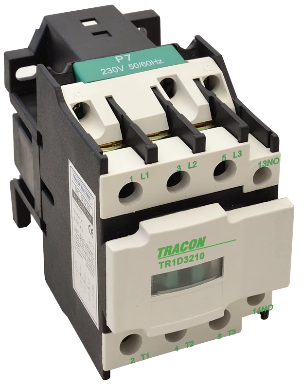 Tracon TR1D1201B4 Kontaktor 400V, 50Hz, 12A, 5,5kW, 24V DC, 3×NO+1×NC